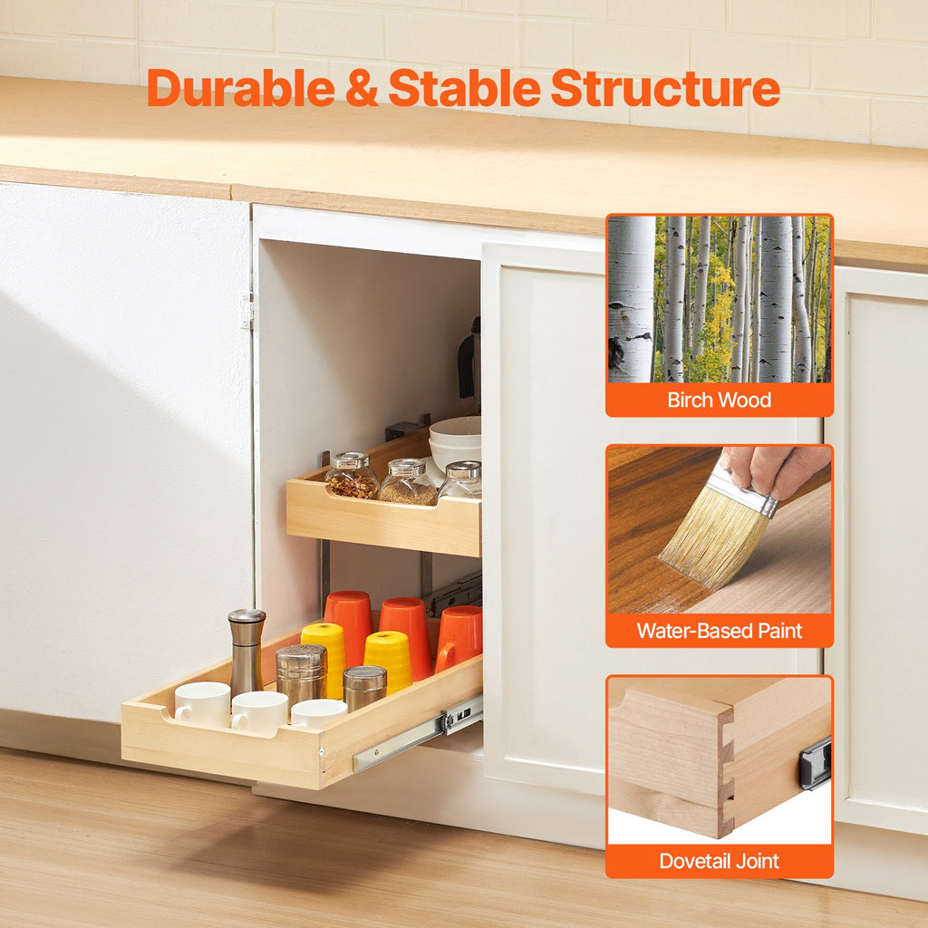14-inch double-tier organizer for cookware and pantry storage