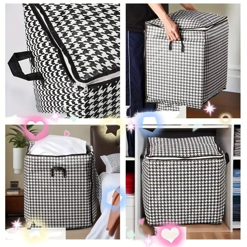 Foldable storage bag collapsed for compact storage