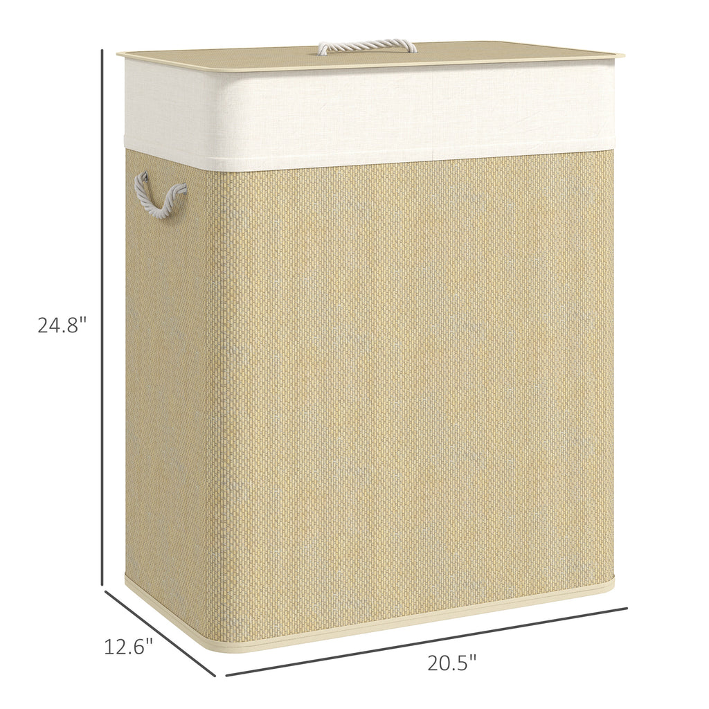 Double laundry hamper with steel frame and top surface