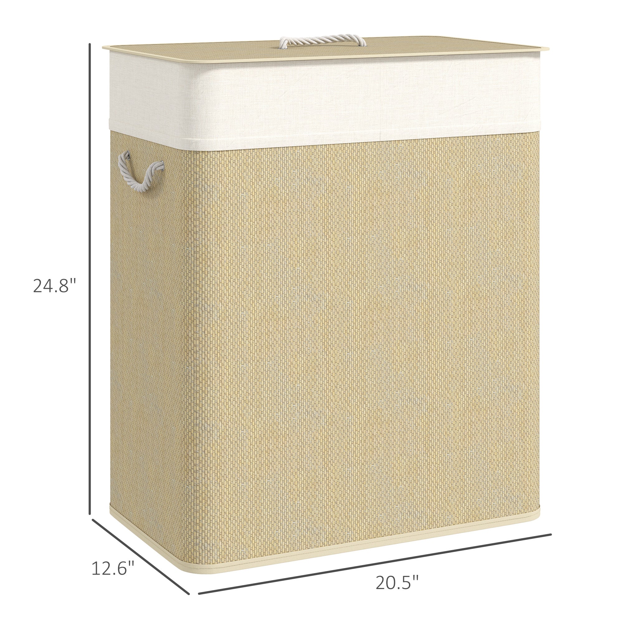 Double laundry hamper with steel frame and top surface