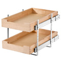 14-inch double-tier wooden cabinet organizer in natural wood finish
