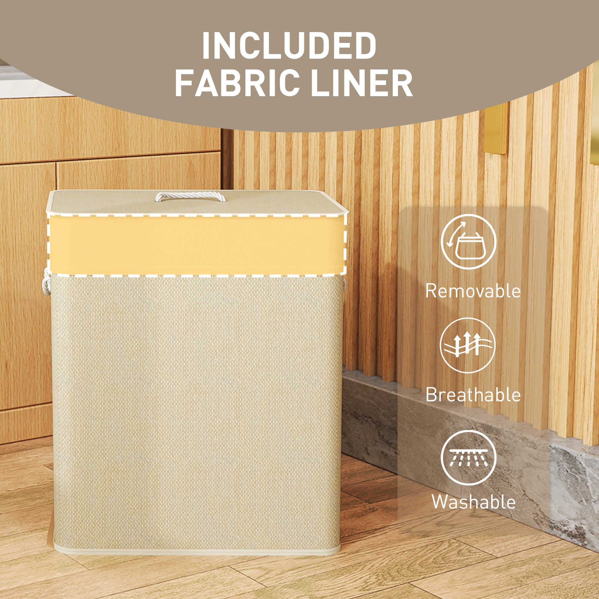 Removable laundry hamper liners ready for carrying