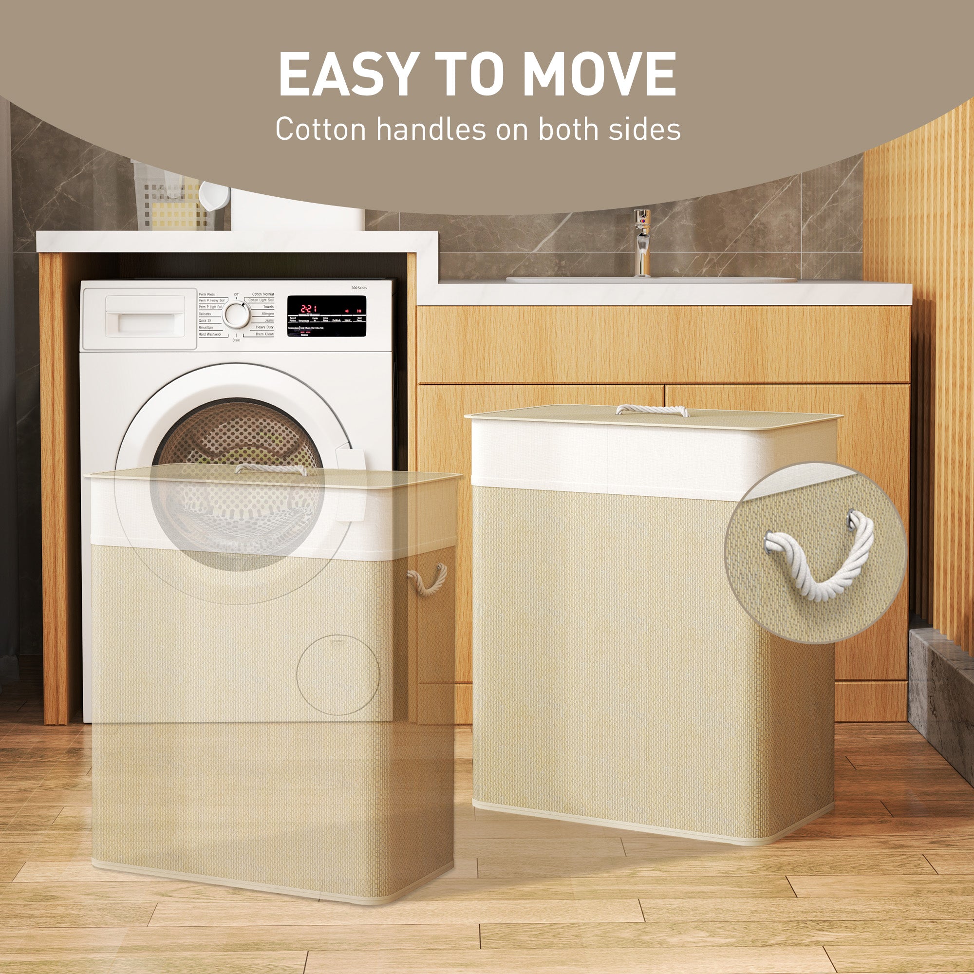Double laundry hamper dimensions and product details