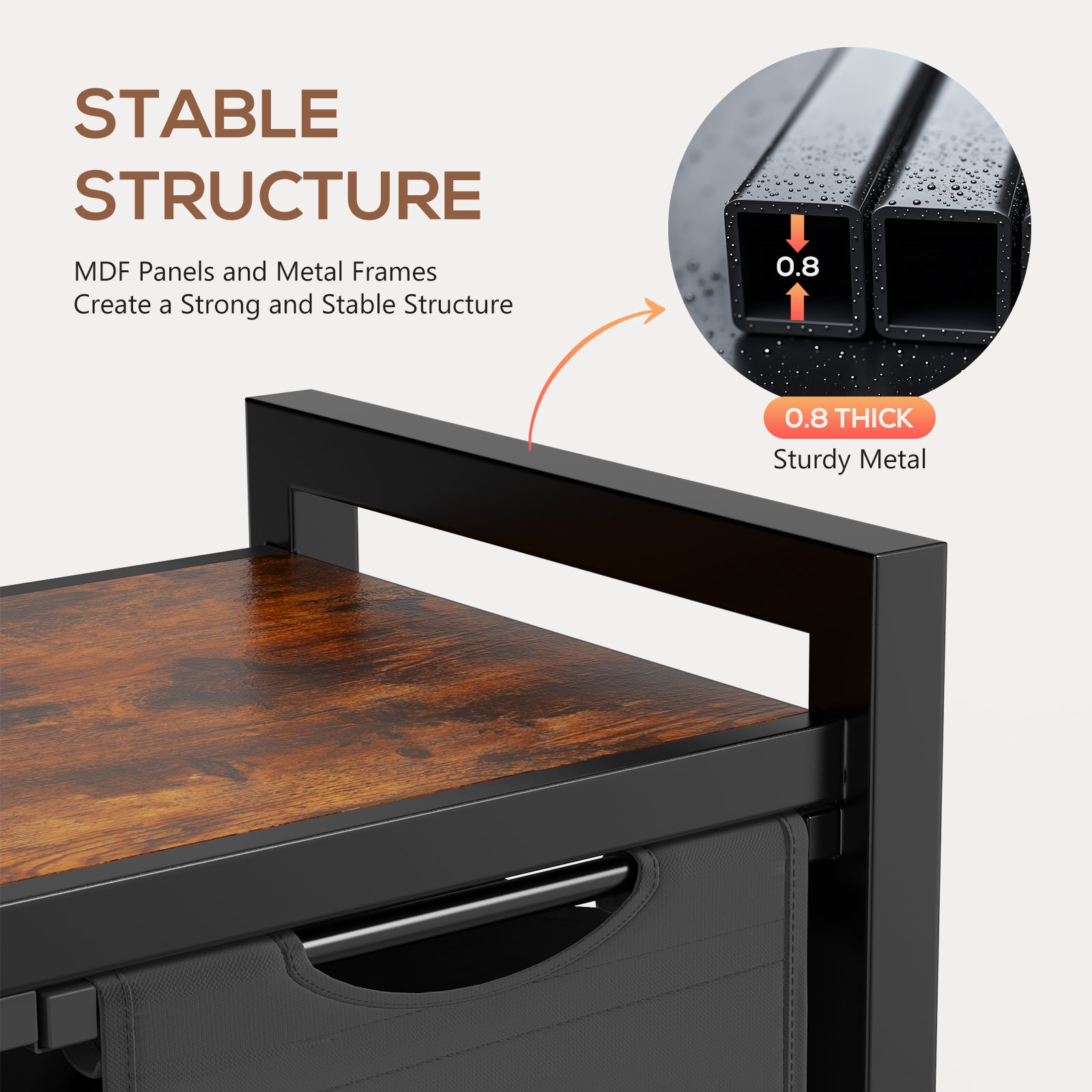 Rolling laundry organizer steel frame construction