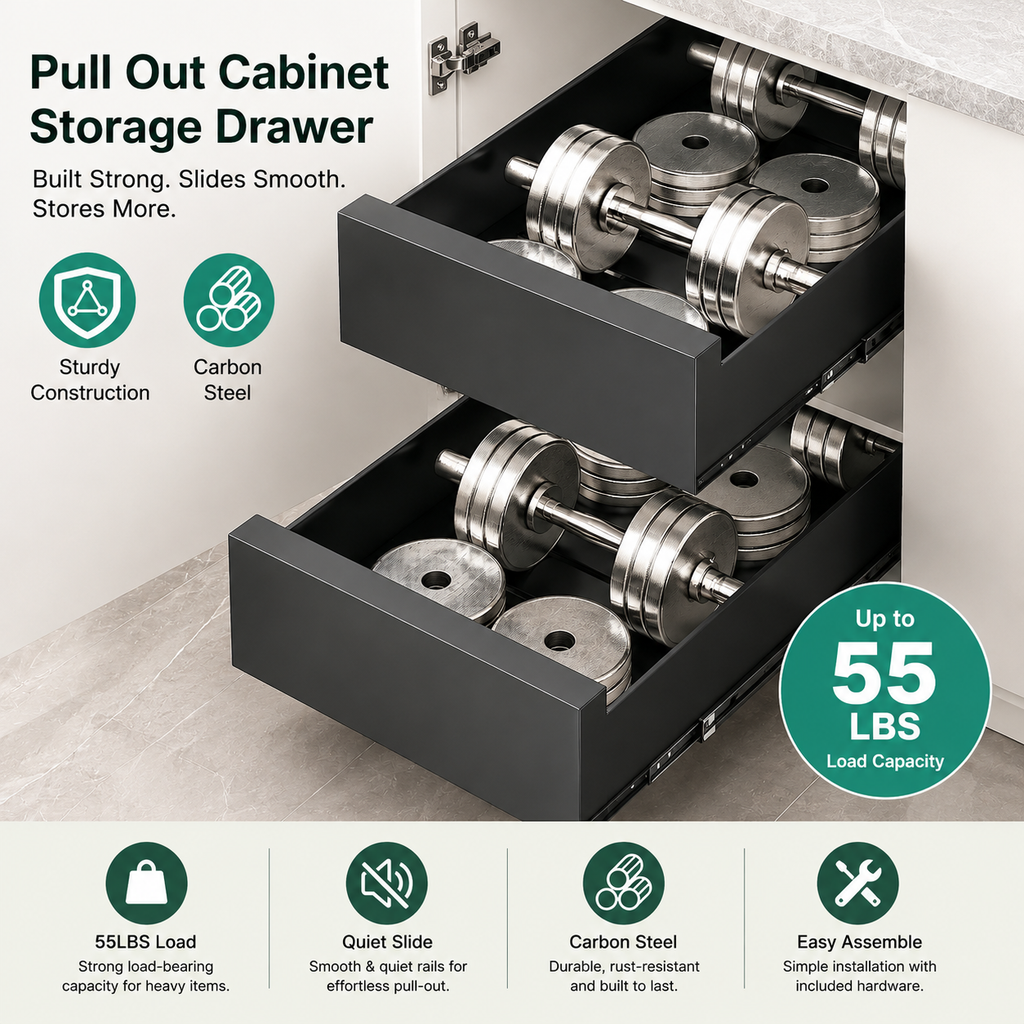Pull-out cabinet organizer mounting and construction details