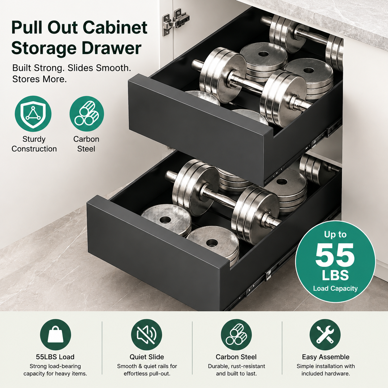 Pull-out cabinet organizer mounting and construction details