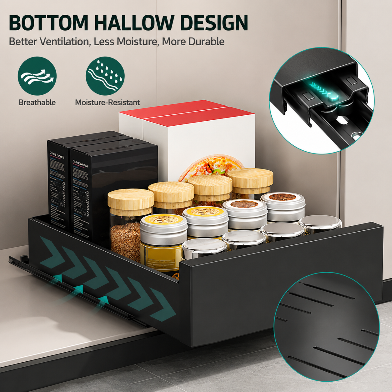 Pull-out cabinet organizer dimensions and storage capacity