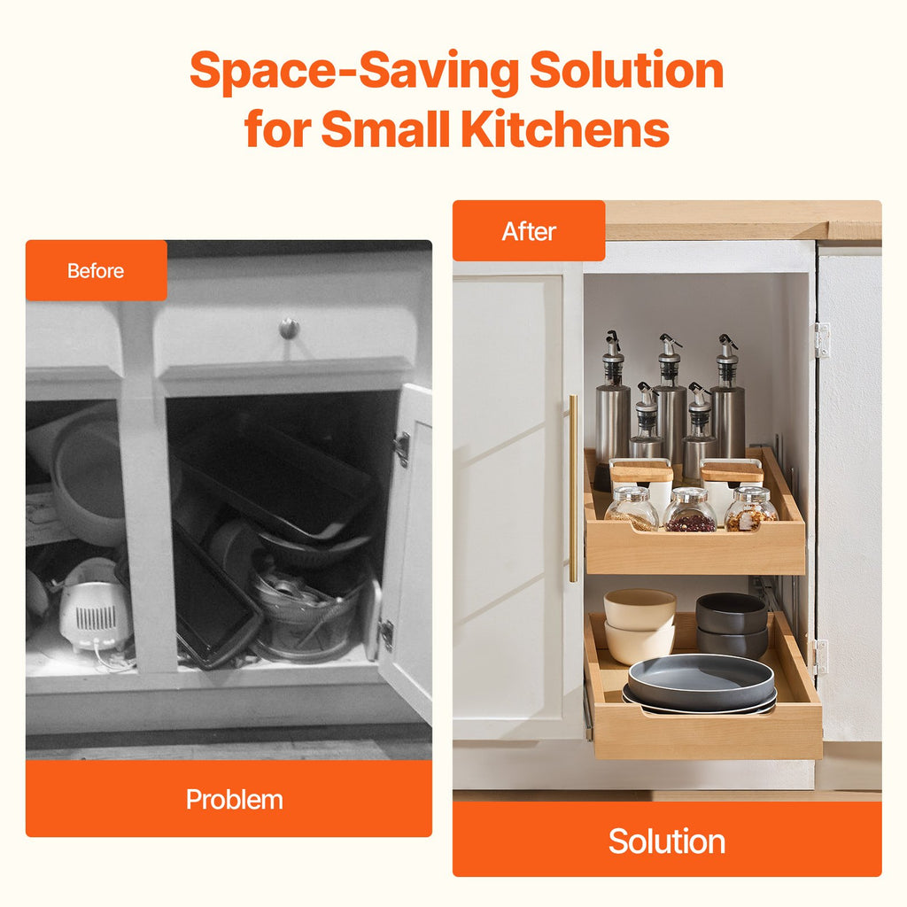 14-inch double-tier wooden cabinet organizer construction details