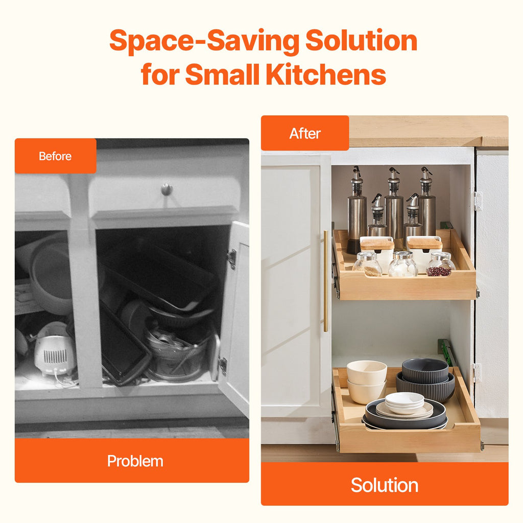 14-inch single-tier wooden cabinet organizer construction details