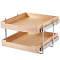 20-inch double-tier wooden cabinet organizer in natural finish