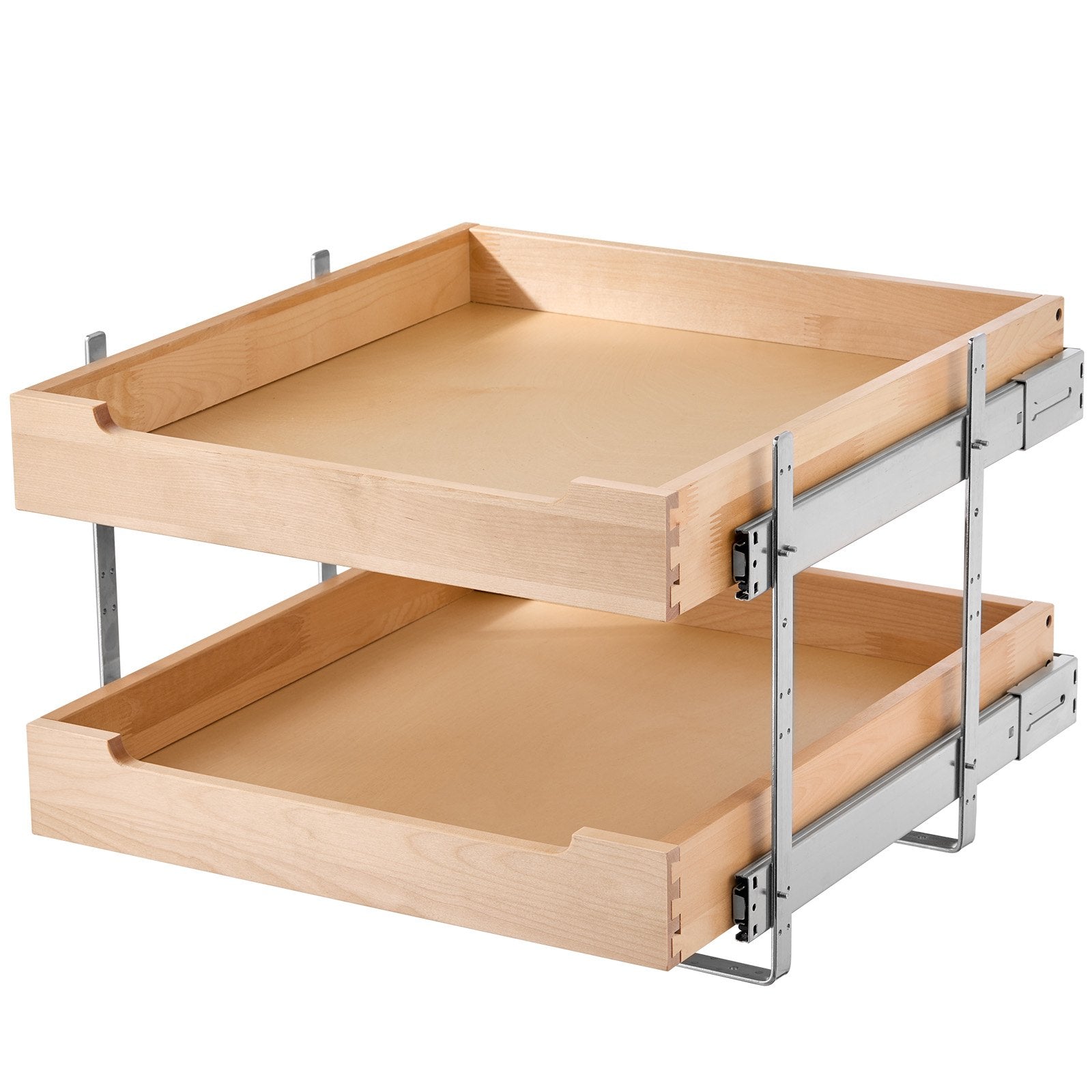 20-inch double-tier wooden cabinet organizer in natural finish