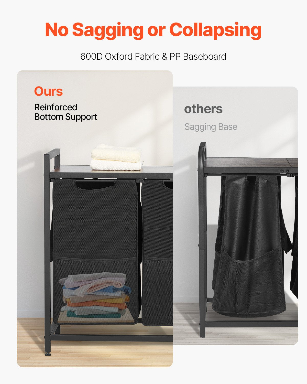 Four-section laundry organizer for bedroom bathroom or laundry room