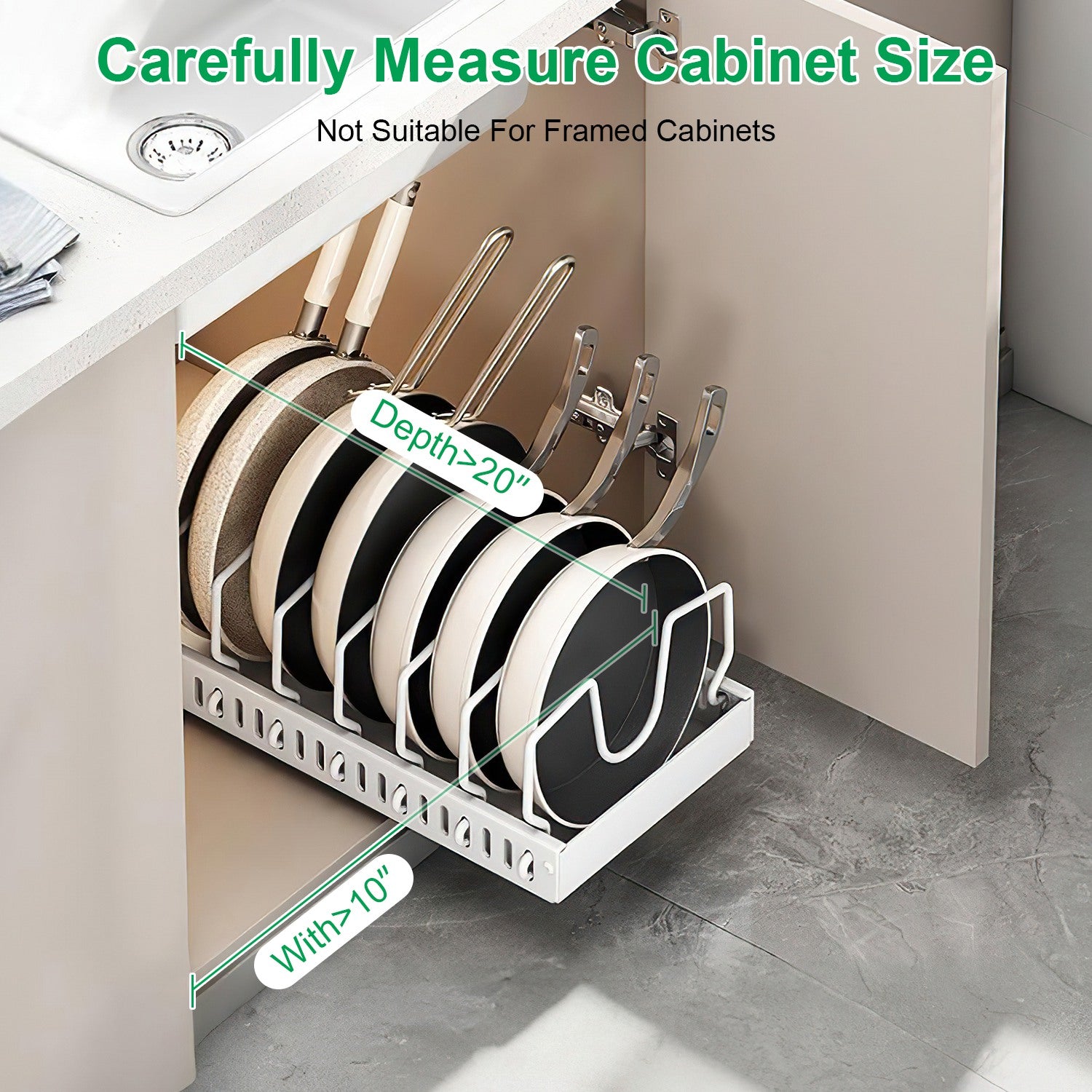 Slide-out organizer creating dedicated cookware storage