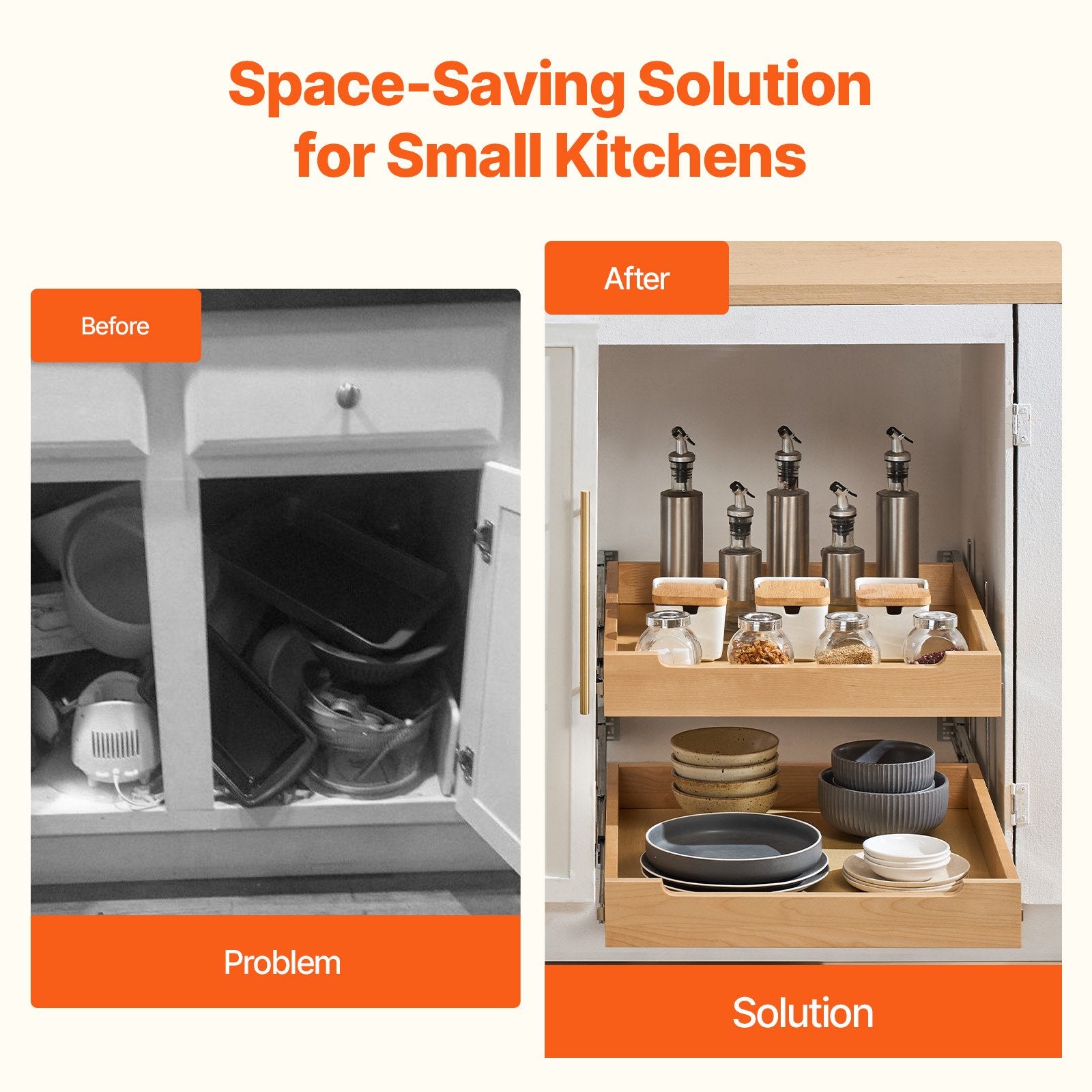 20-inch double-tier wooden cabinet organizer construction details