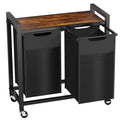 Rolling laundry hamper in two-basket configuration