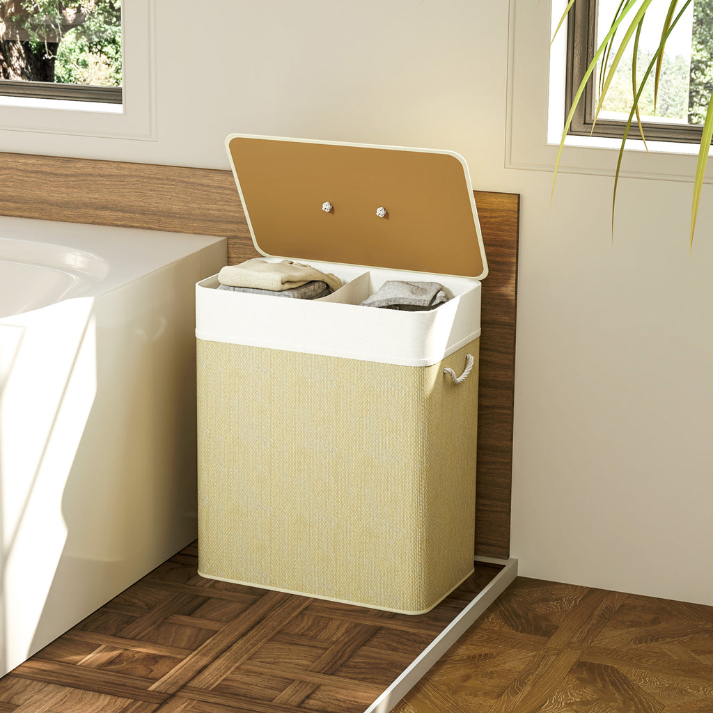 Laundry hamper with removable fabric liners and carrying handles